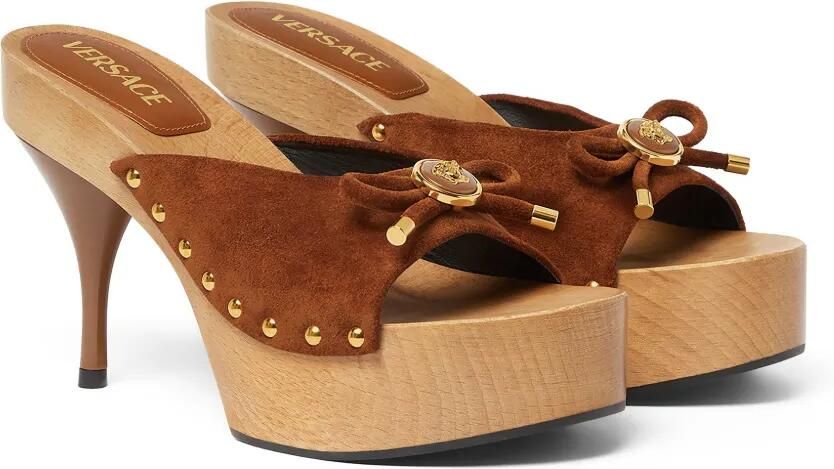Versace Opera Bow suède sandalen Bruin - Foto 2