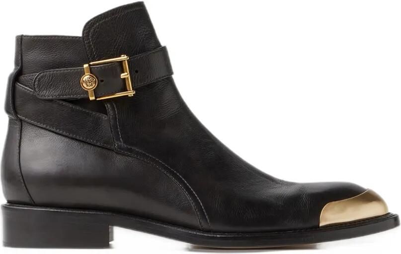 Versace Primo-leather ankle boots Zwart