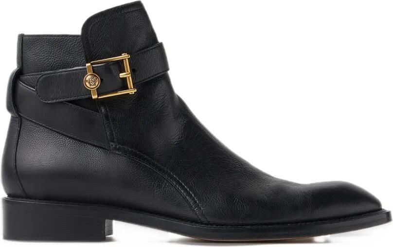 Versace Primo leather ankle boots Zwart