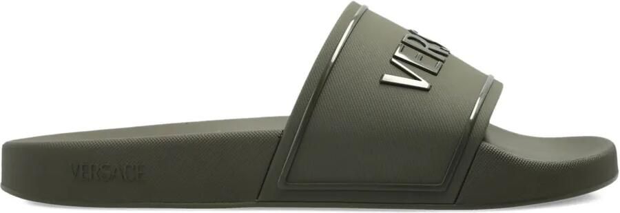 Versace Slippers met logo Groen