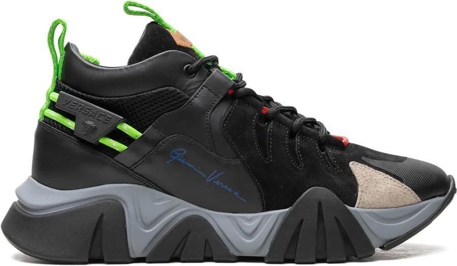 Versace Squalo "Black Fluorescent Green" sneakers Zwart