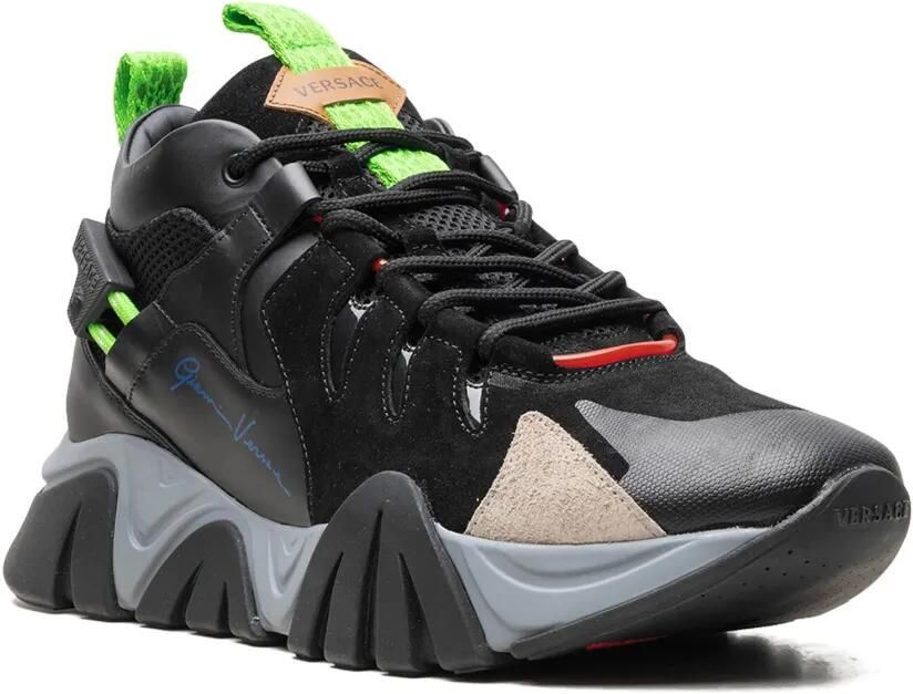 Versace Squalo "Black Fluorescent Green" sneakers Zwart - Foto 2