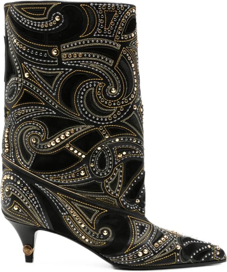 Versace Enkellaarzen met studs Zwart