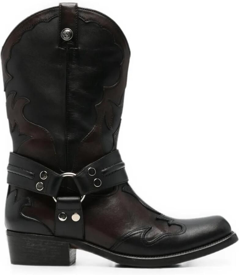 Versace Sylvester leren laarzen met Western-stijl Zwart