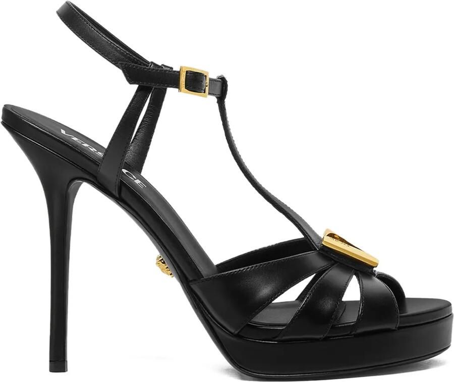 Versace V leren sandalen Zwart