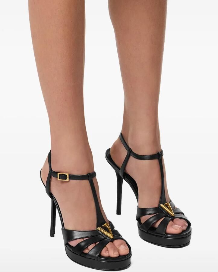 Versace V leren sandalen Zwart - Foto 2