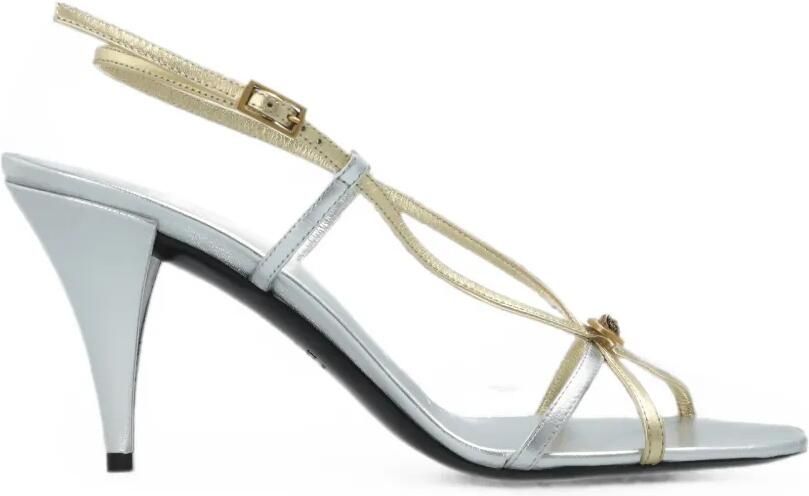 Versace Valentina metallic leren sandalen 80 mm Zilver
