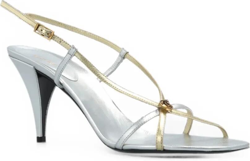 Versace Valentina metallic leren sandalen 80 mm Zilver - Foto 4