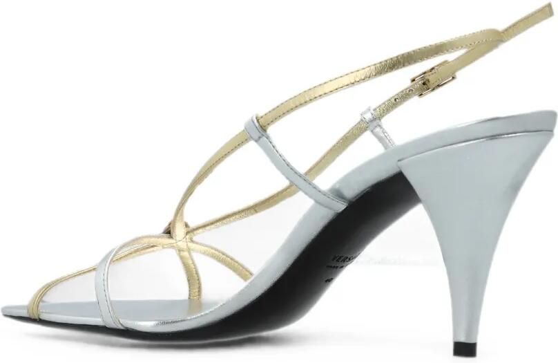 Versace Valentina metallic leren sandalen 80 mm Zilver - Foto 3