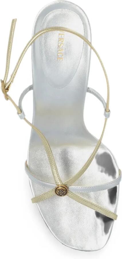 Versace Valentina metallic leren sandalen 80 mm Zilver - Foto 5