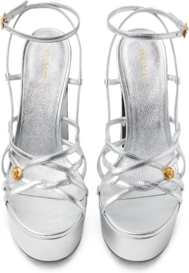 Versace Valentina metallic sandalen met plateauzool 140 mm Zilver - Foto 4