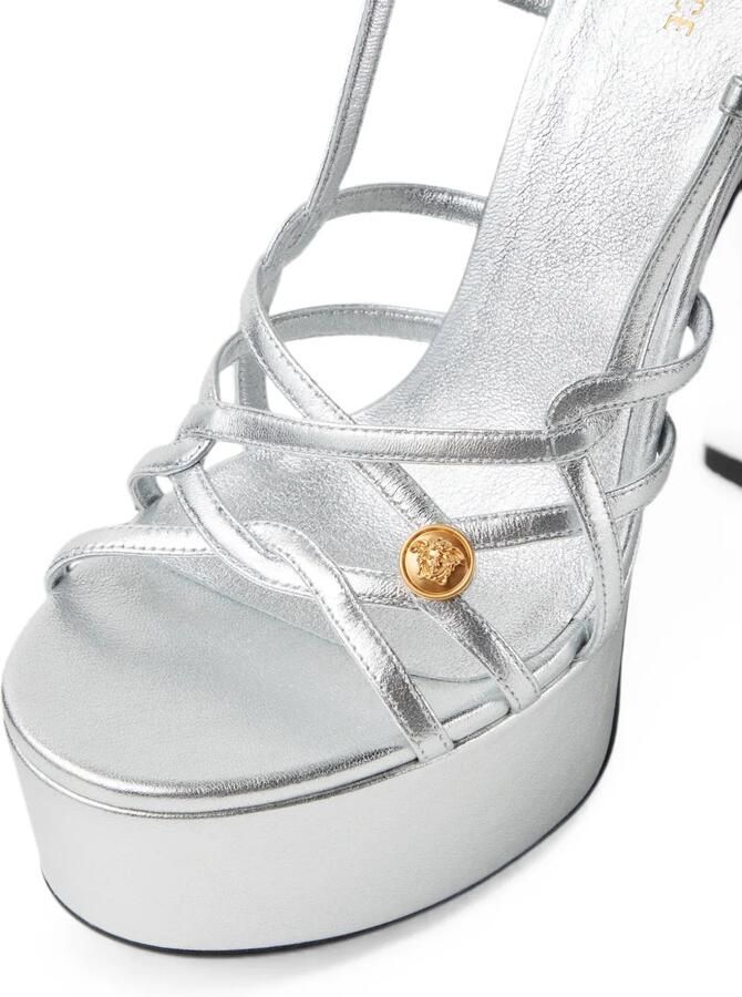 Versace Valentina metallic sandalen met plateauzool 140 mm Zilver - Foto 3
