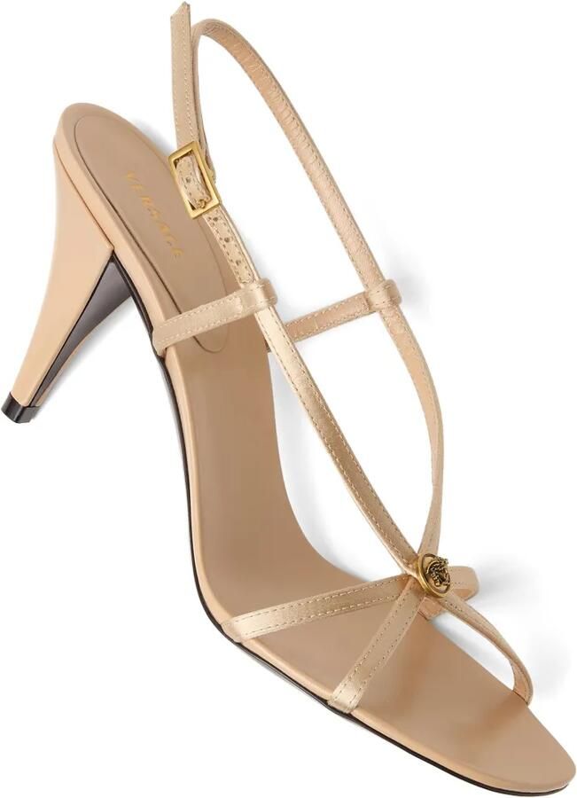 Versace Valentina satijnen sandalen 80 mm Beige - Foto 4