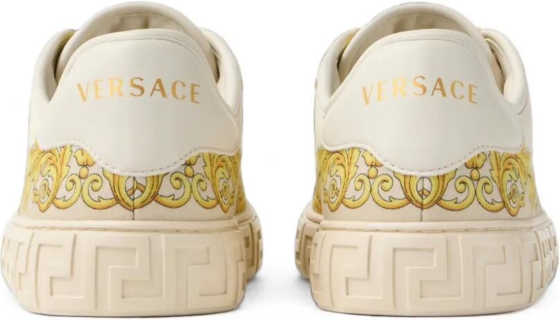 Versace Zijden-twill sneakers met Greca-print Beige - Foto 4