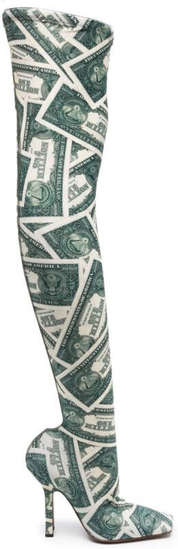 VETEMENTS Dollar Boomerang overknee laarzen Groen