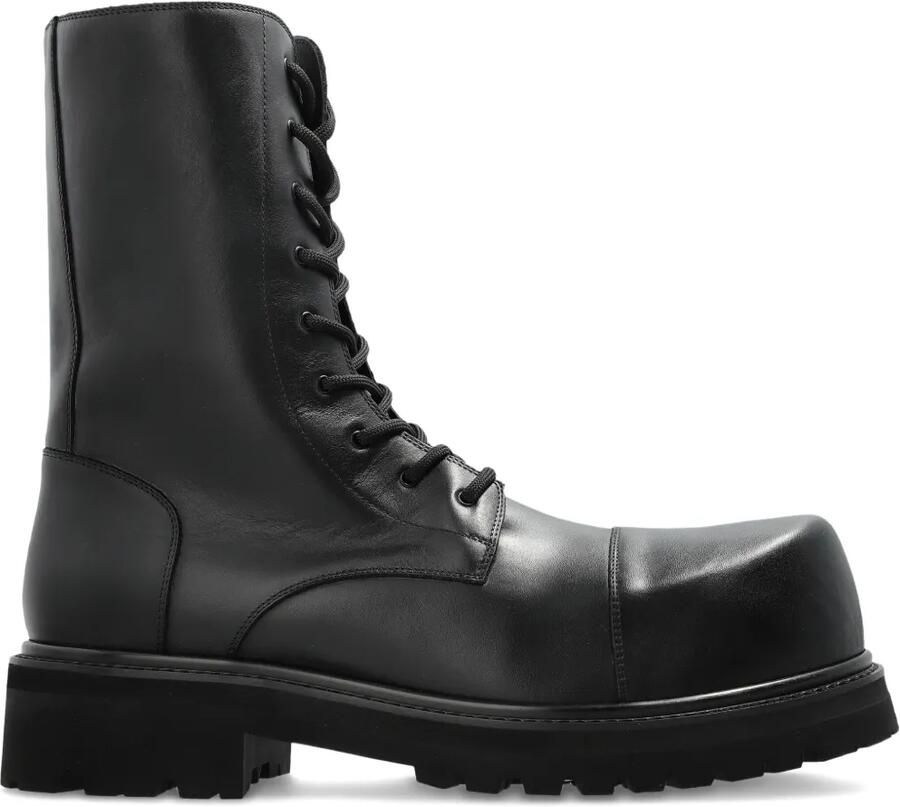 VETEMENTS Stomp leren combat boots Zwart