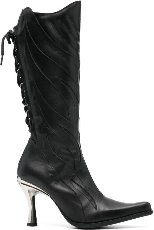 VETEMENTS x New Rock Firestorm 100 mm leren laarzen Zwart