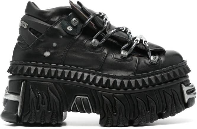 VETE TS x New Rock leren sneakers Zwart