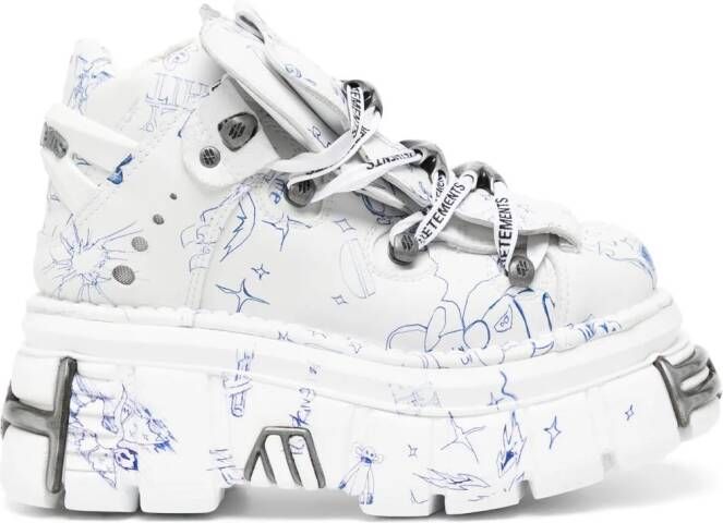 VETE TS x New Rock Gamer sneakers met plateauzool Wit