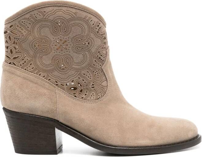 Via Roma 15 60mm suede boots Beige