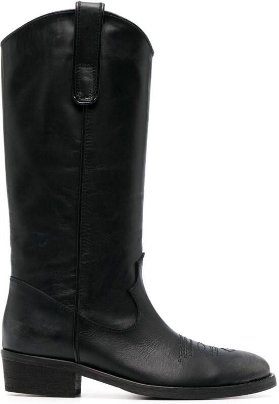 Via Roma 15 Leren cowboylaarzen Zwart