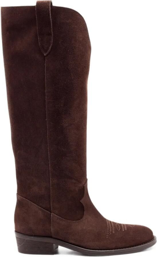 Via Roma 15 embroidered suede boots Bruin