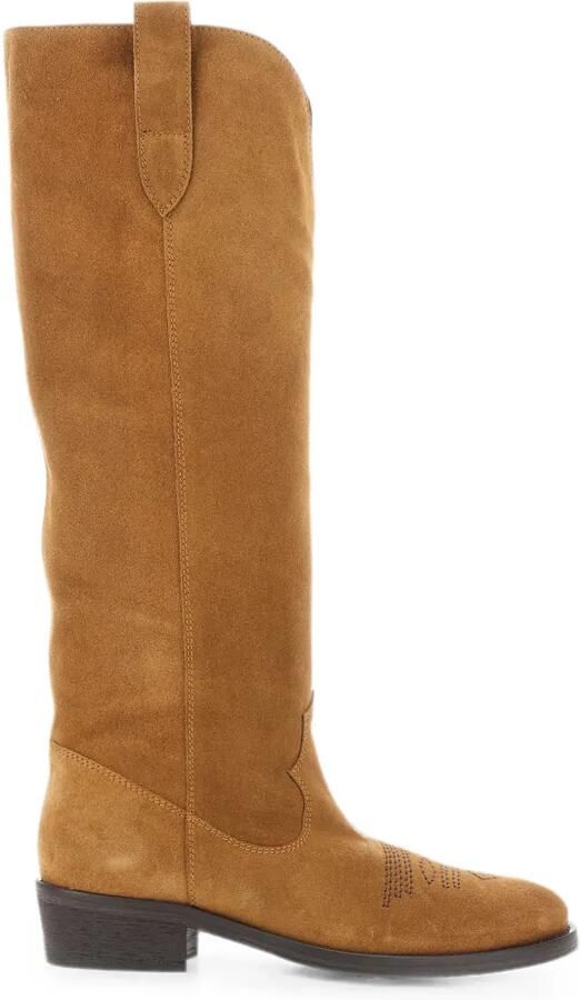 Via Roma 15 Enkellaarzen met ronde neus Beige