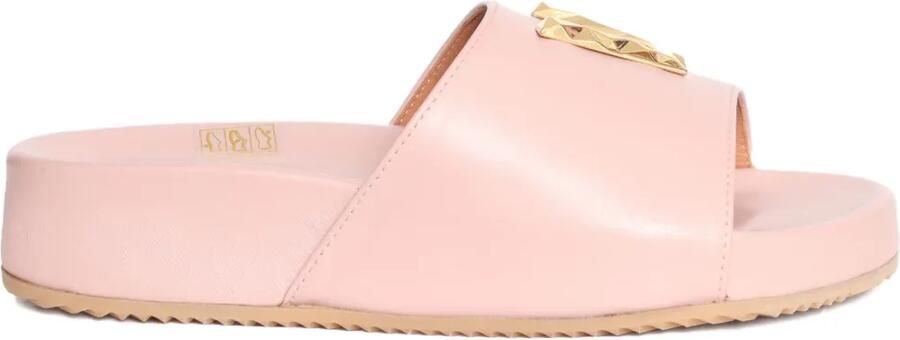 Via Roma 15 Leren sandalen met V-verfraaiing Roze