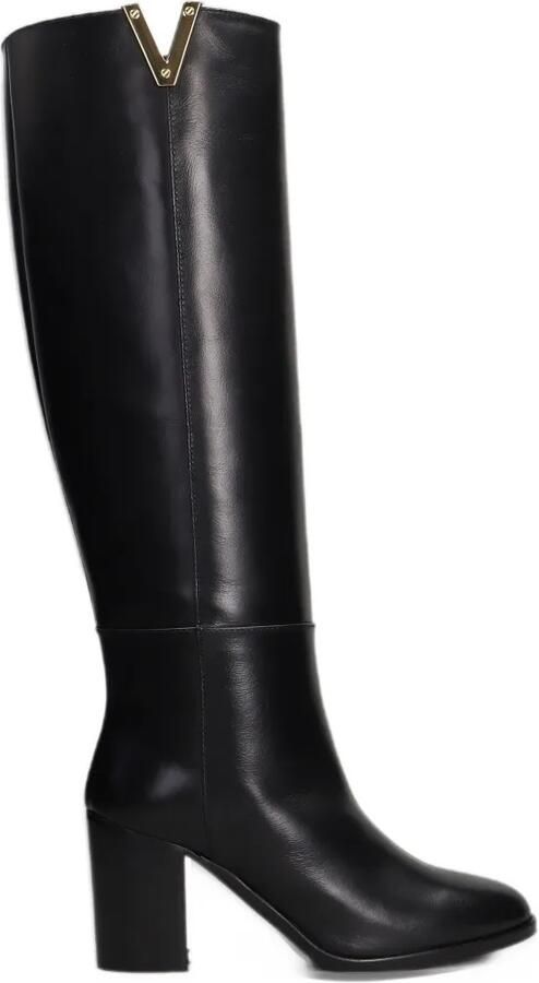 Via Roma 15 logo-plaque leather boots Zwart
