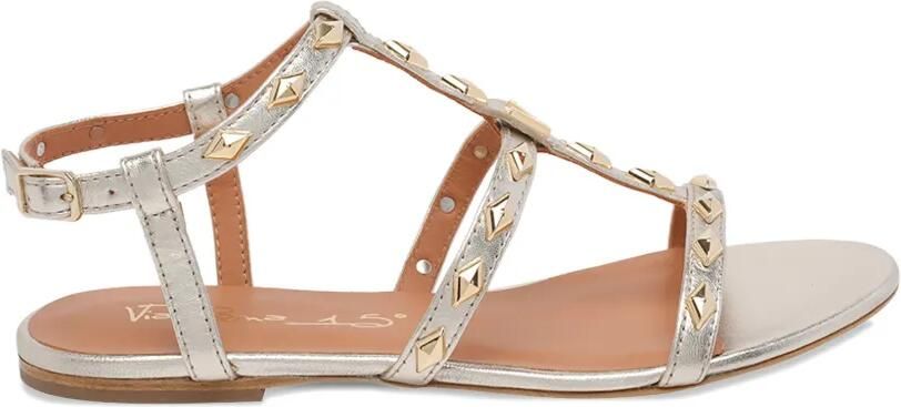 Via Roma 15 Platte leren sandalen Zilver