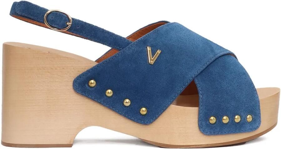 Via Roma 15 Sandalen met gekruiste bandjes en studs Blauw
