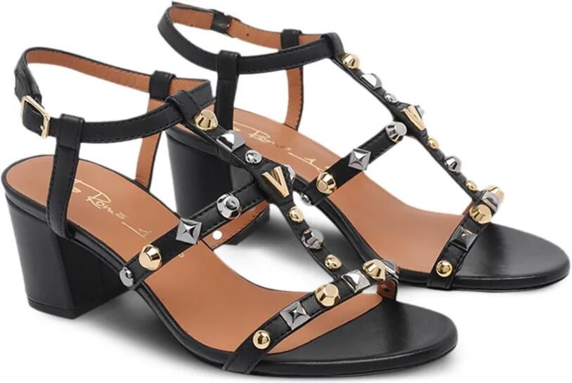 Via Roma 15 Sandalen met studs en gesp Zwart