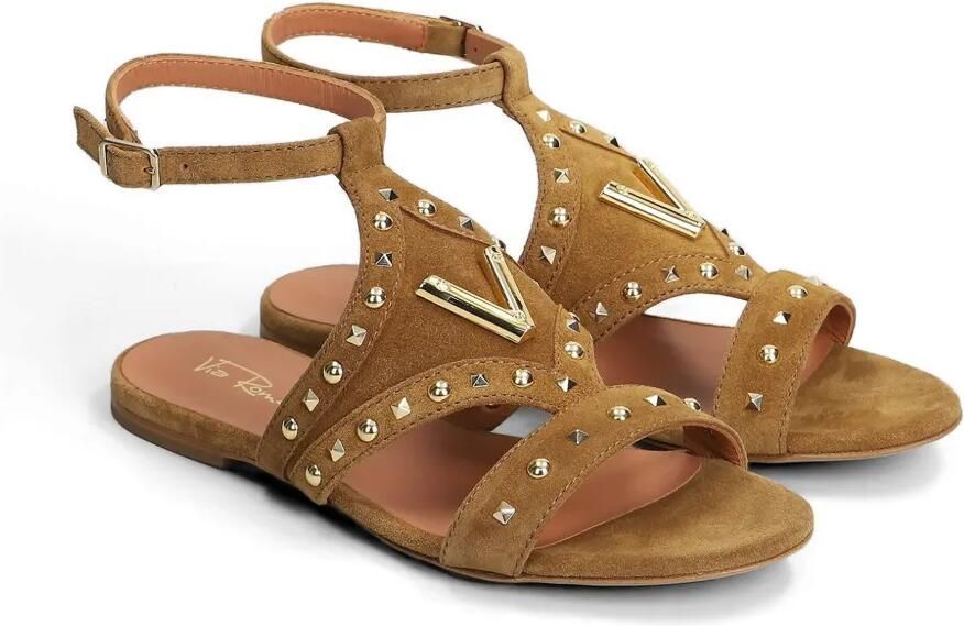 Via Roma 15 Sandalen met studs en V-logo Beige - Foto 3