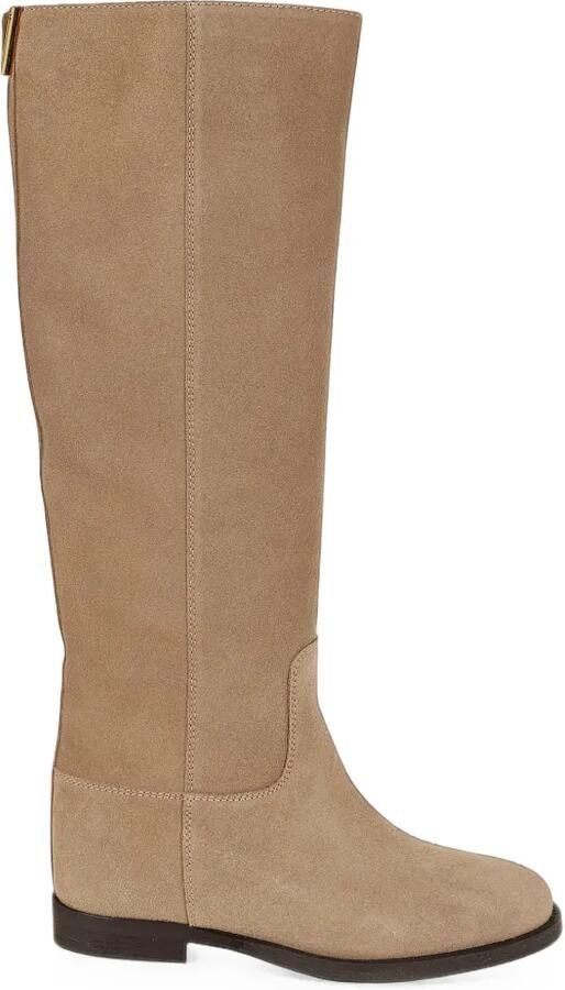 Via Roma 15 Suède laarzen met logoplakkaat Beige