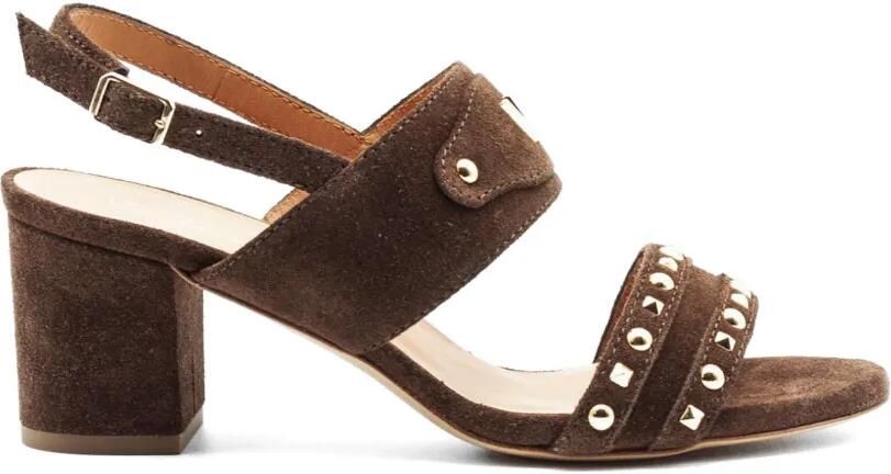 Via Roma 15 Suede sandalen met studs Bruin