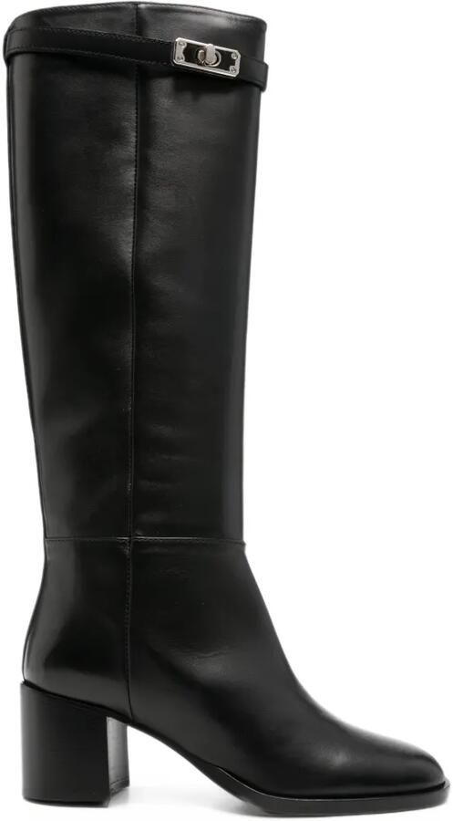 Via Roma 15 turnlock-fastening leather boots Zwart