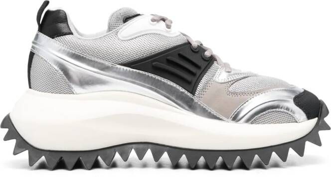 Vic Matie panelled metallic-finish chunky sneakers Zilver