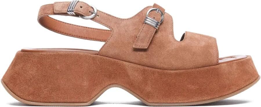 Vic Matie 60 mm leren sandalen met plateauzool Bruin
