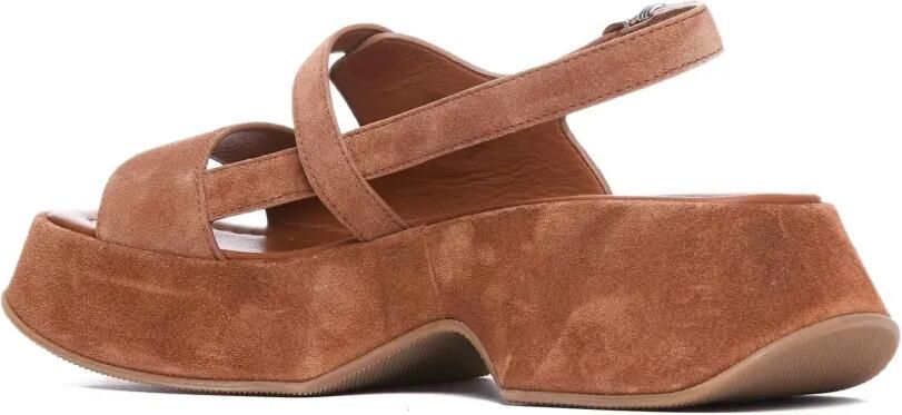 Vic Matie 60 mm leren sandalen met plateauzool Bruin - Foto 4