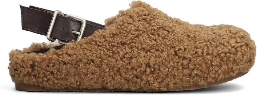 Vic Matie Boho Teddy slippers met lammy-effect Bruin