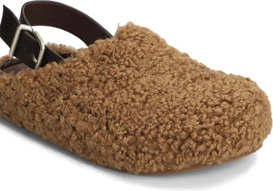 Vic Matie Boho Teddy slippers met lammy-effect Bruin - Foto 2