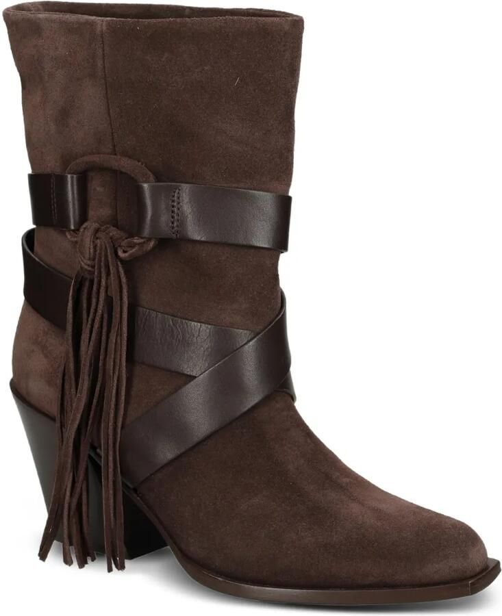 Vic Matie Leren biker boots met franje Bruin - Foto 2