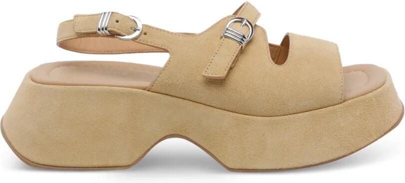 Vic Matie Sandalen met plateauzool en gesp Beige
