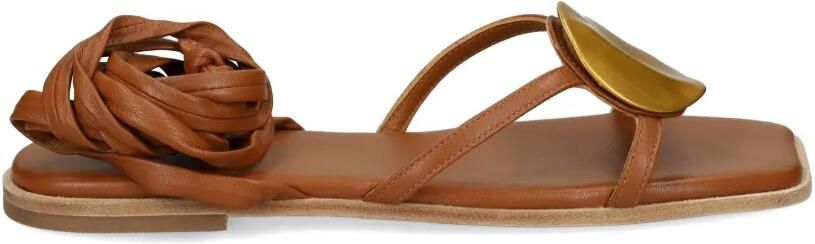 Vic Matie Sandalen met striksluiting en verfraaiing Bruin