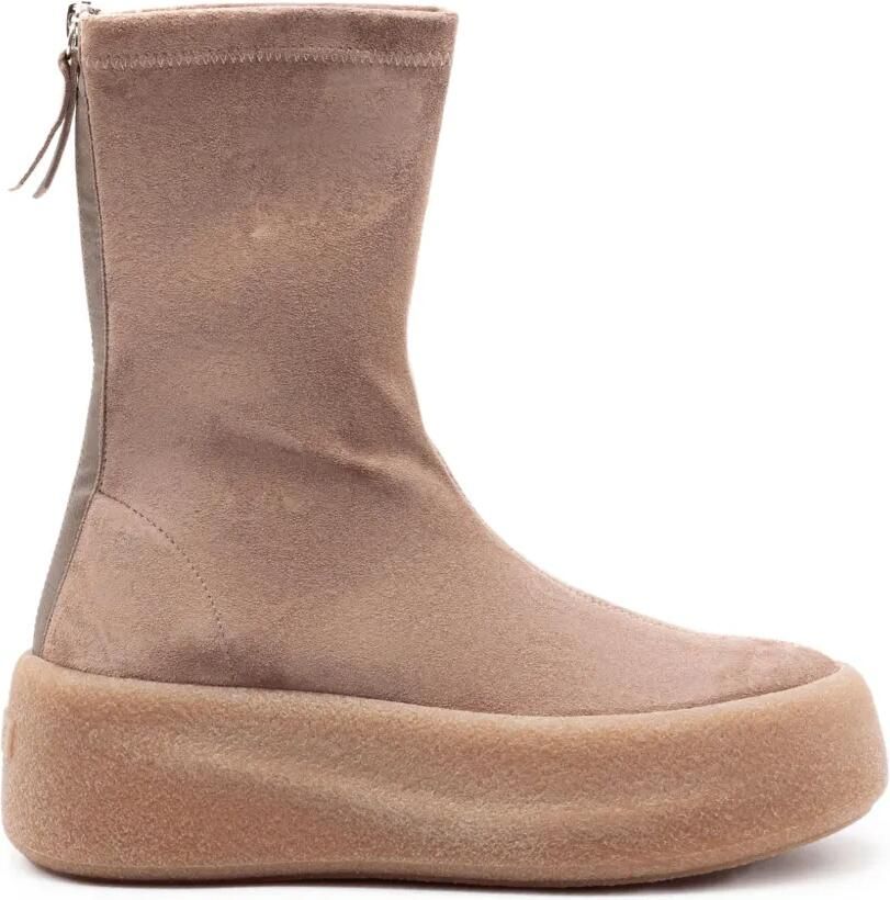 Vic Matie Stretch suède enkellaarzen met plateauzool Beige