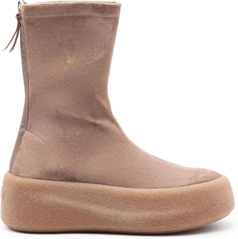 Vic Matie Stretch suède laarzen met plateauzool Beige
