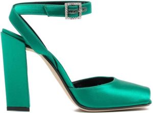 Victoria Beckham Eliza satijnen sandalen Groen