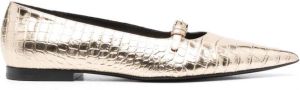 Victoria Beckham Norah ballerina's met krokodillenleer-reliëf Goud