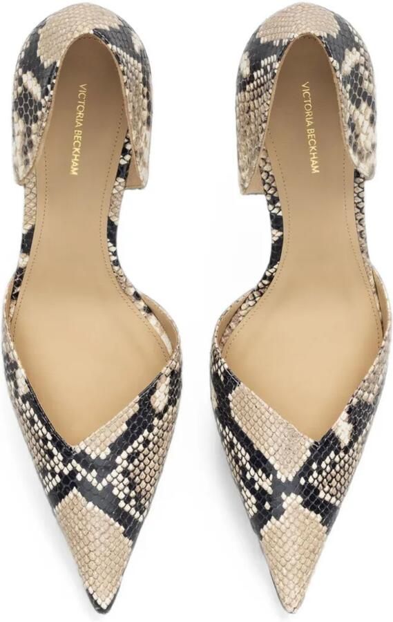 Victoria Beckham Angle D'Orsay pumps met slangen-print Beige - Foto 3