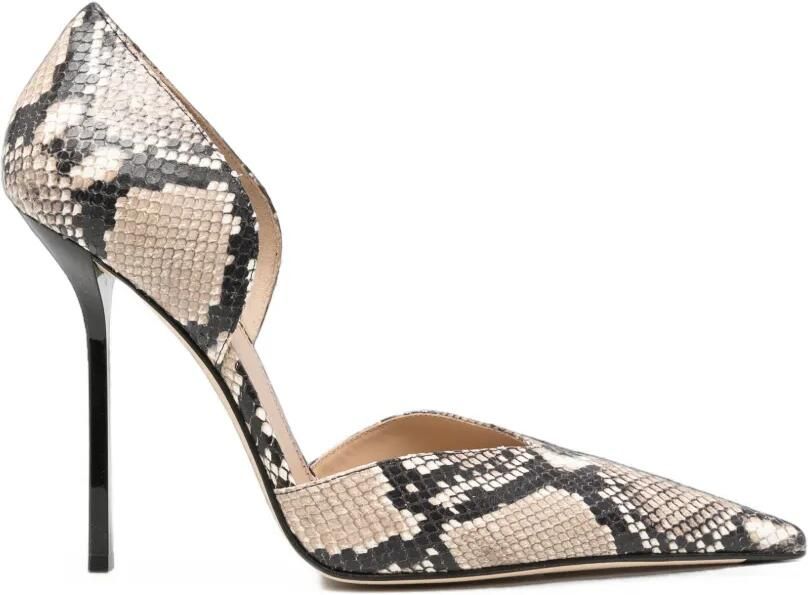 Victoria Beckham Angle d'Orsay pumps met slangenprint Beige